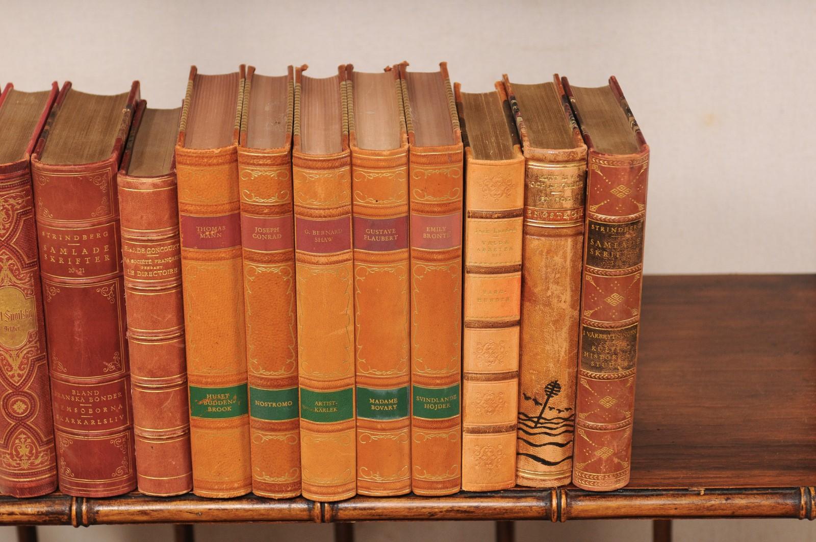 Collection of 100 Swedish Antique Leather-Bound Books from the 1920s 7