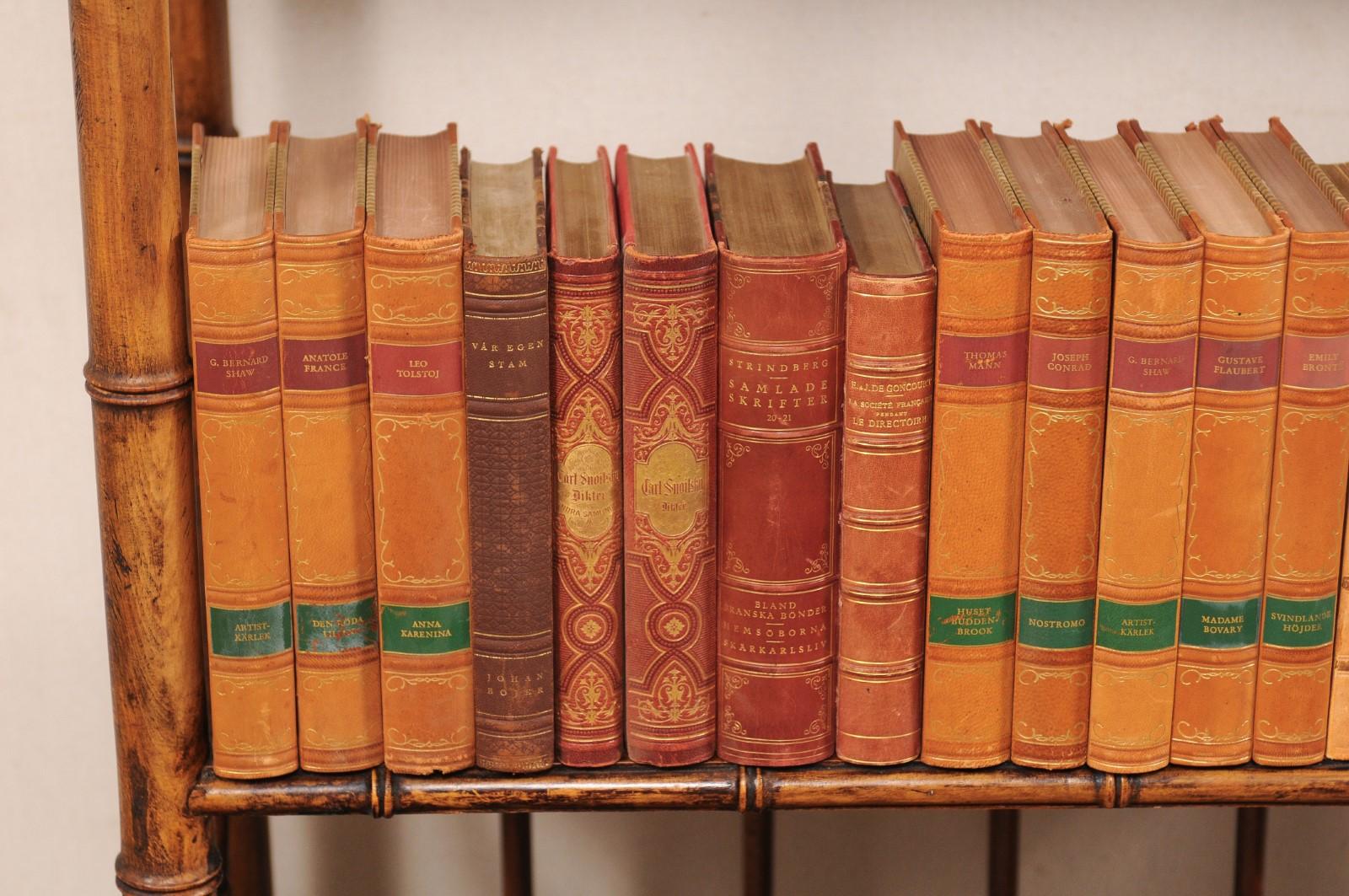 Collection of 100 Swedish Antique Leather-Bound Books from the 1920s 1