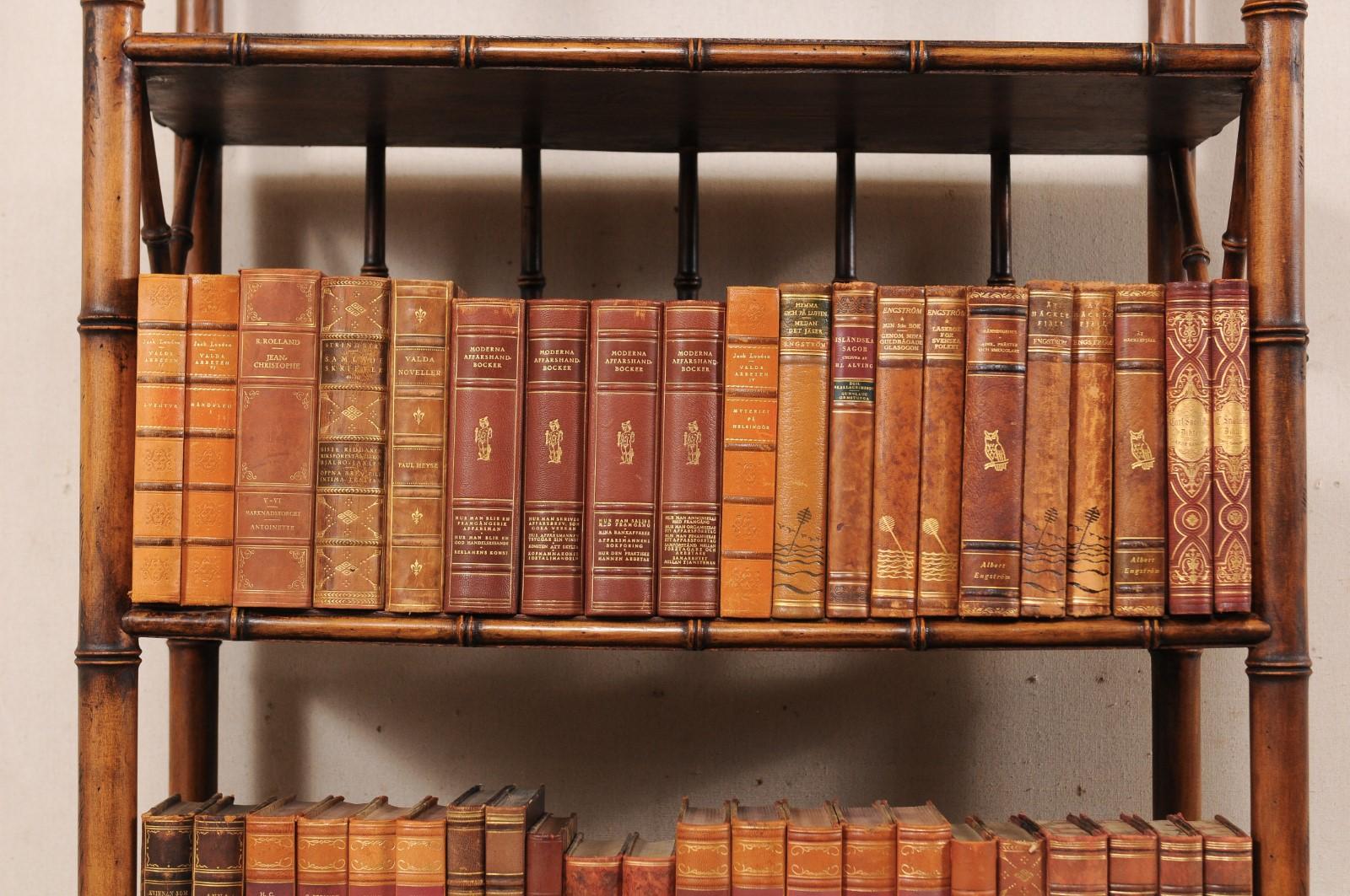 Collection of 100 Swedish Antique Leather-Bound Books from the 1920s 2