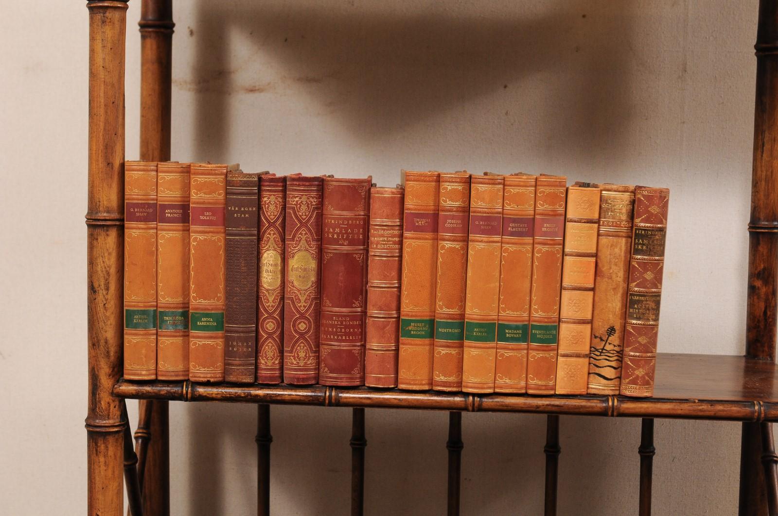 Collection of 100 Swedish Antique Leather-Bound Books from the 1920s 3