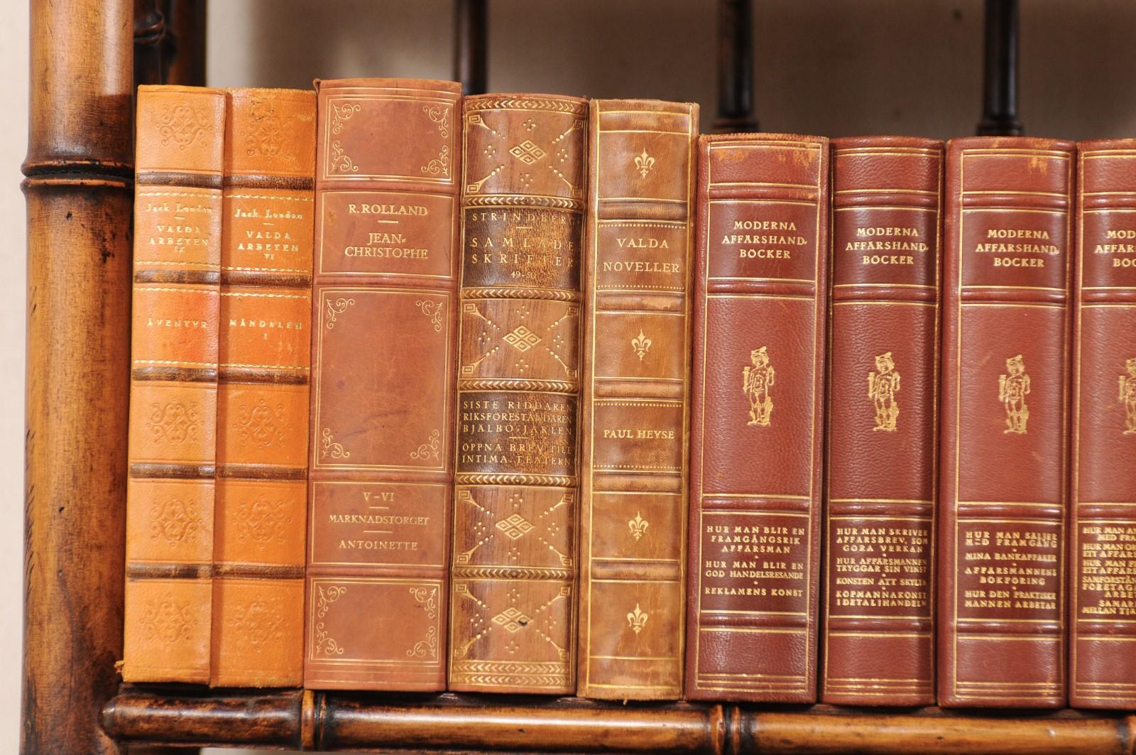 Collection of 100 Swedish Antique Leather-Bound Books from the 1920s 4