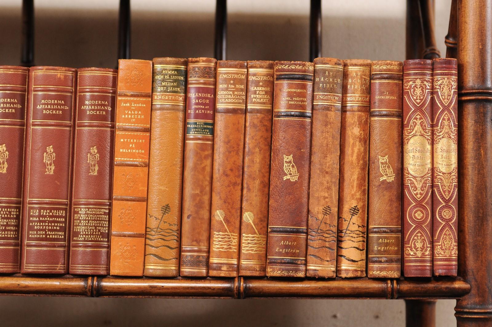 Collection of 100 Swedish Antique Leather-Bound Books from the 1920s 5