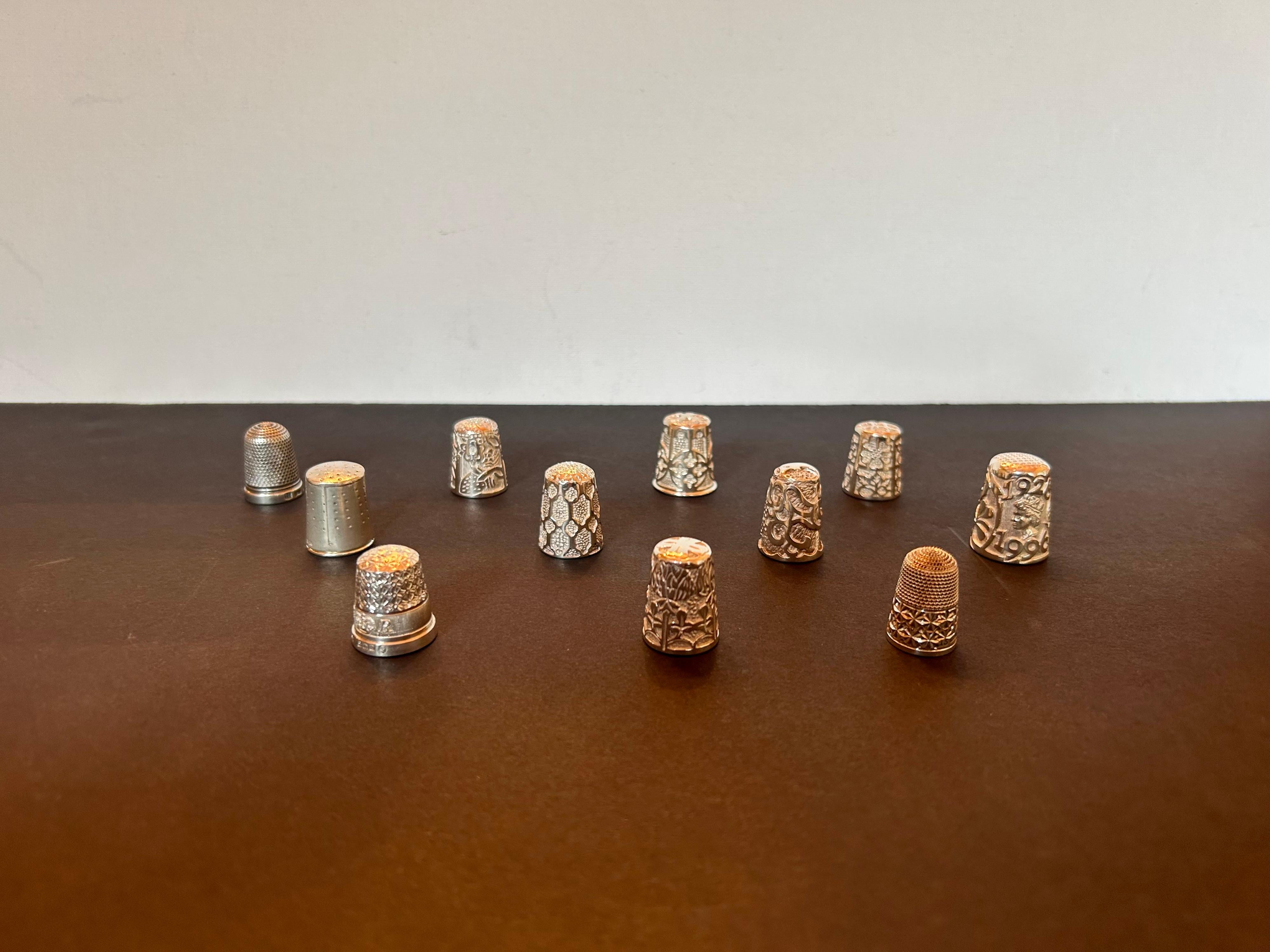 Collection of 11 English Silver Thimbles For Sale 12