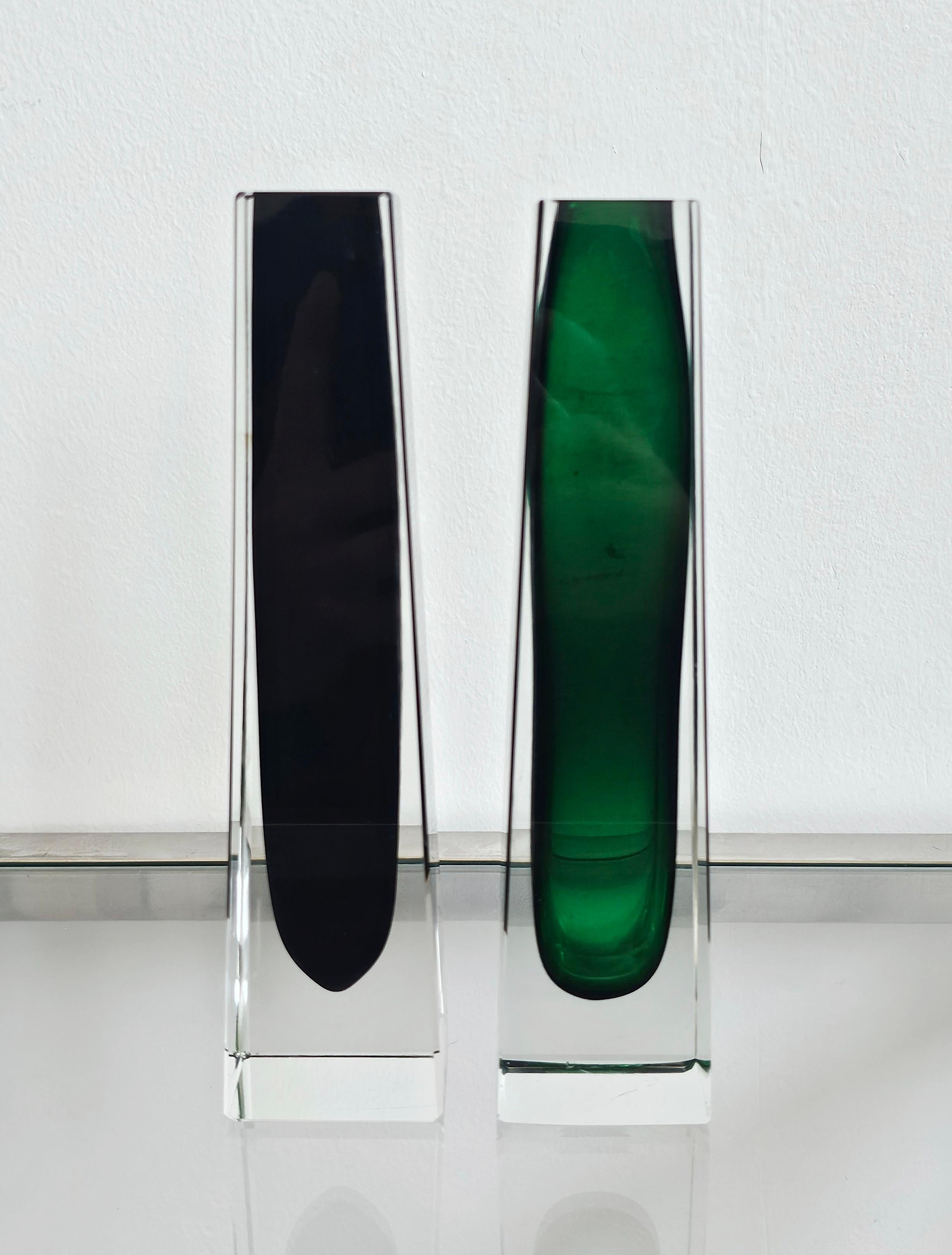 Murano Glass Collection of 11 Mid Century Modern Sommerso Glass Vases, Italy 1960s and 1970s For Sale