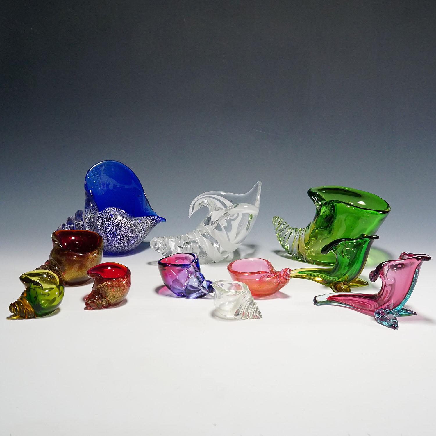 Kollektion von 11 Füllhörnern aus Murano-Kunstglas von Seguso, 1950er-60er Jahre (Moderne der Mitte des Jahrhunderts) im Angebot