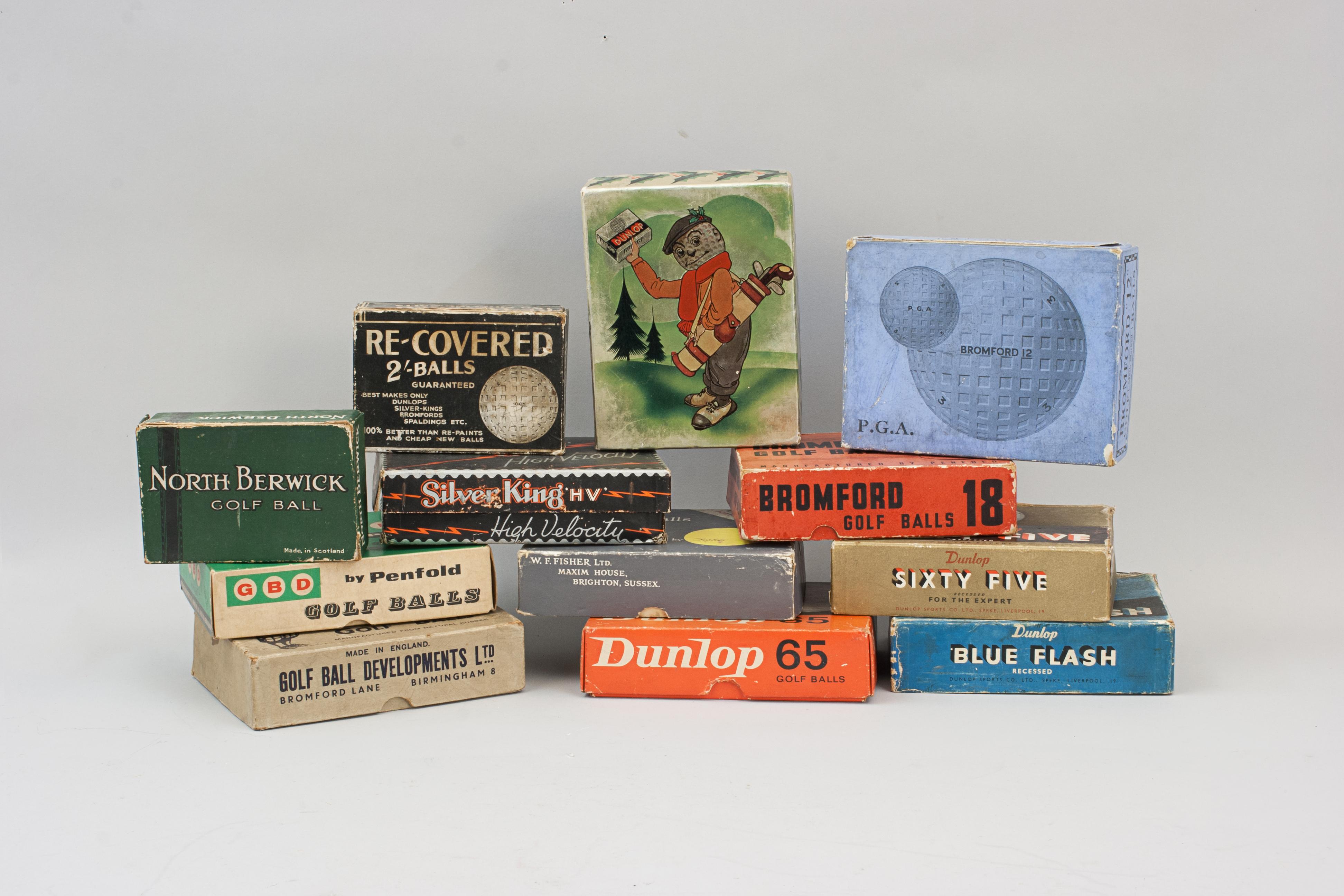 Collection of 12 Original Golf Ball Boxes. Silver King, North Berwick etc. For Sale 11