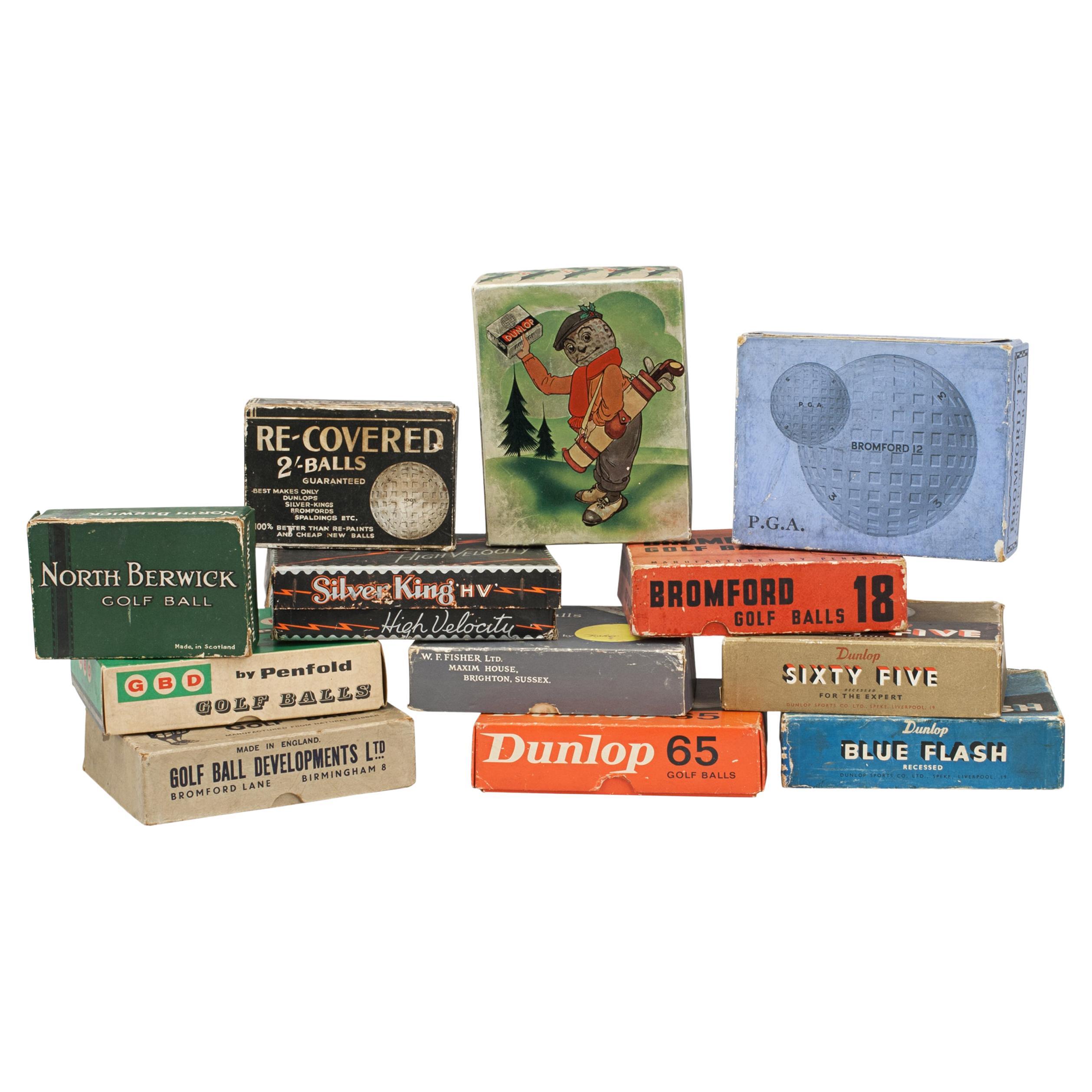 Collection of 12 Original Golf Ball Boxes. Silver King, North Berwick etc.