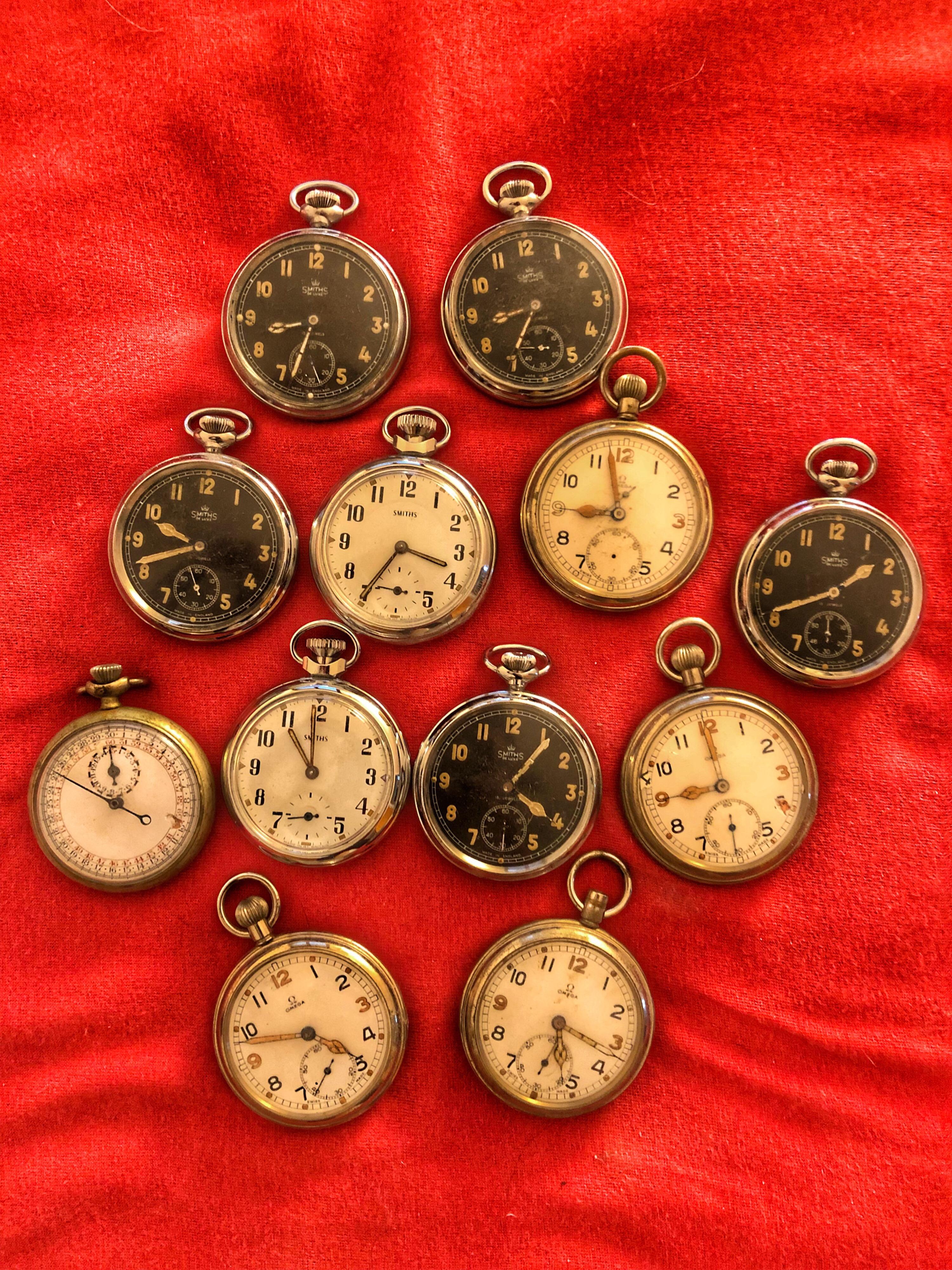 Art Nouveau Collection of 12 Pocket Watches Omega & Smith