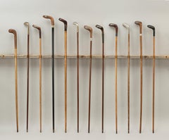 Collection of 12 Vintage Golf Club Walking Sticks, Sunday Sticks