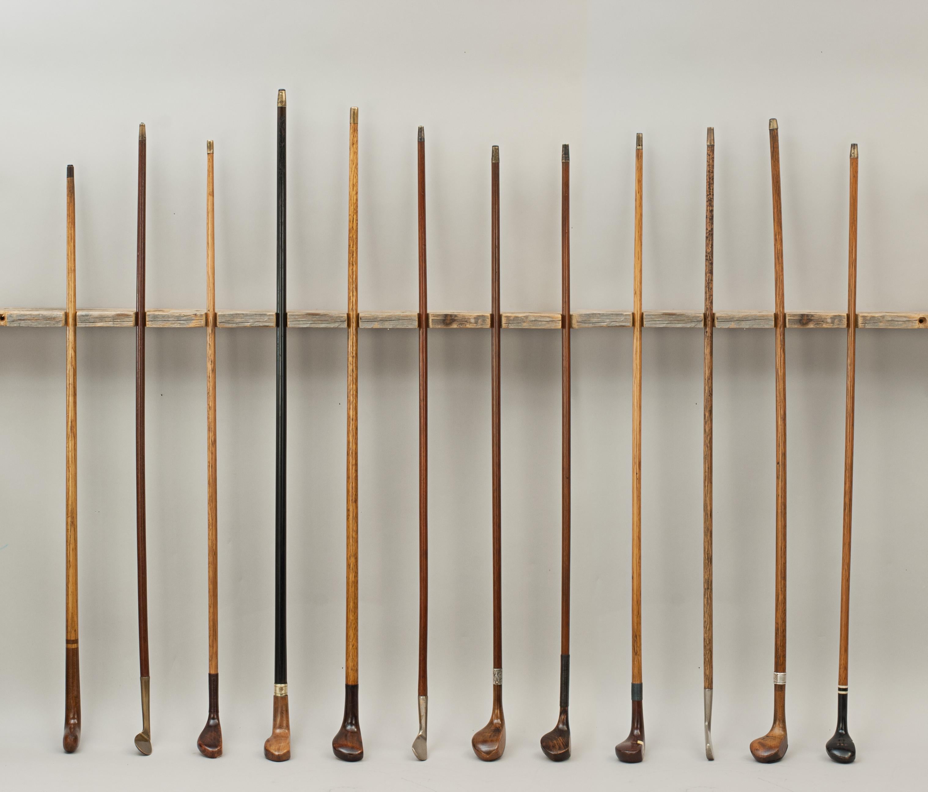 Collection of 12 Vintage Golf Club Walking Sticks, Sunday Sticks In Good Condition In Oxfordshire, GB