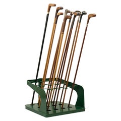 Collection of 12 Antique Golf Club Walking Sticks, Sunday Sticks