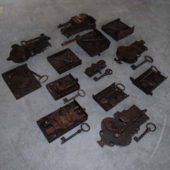 Collection of 13 German Steel Forged Locks