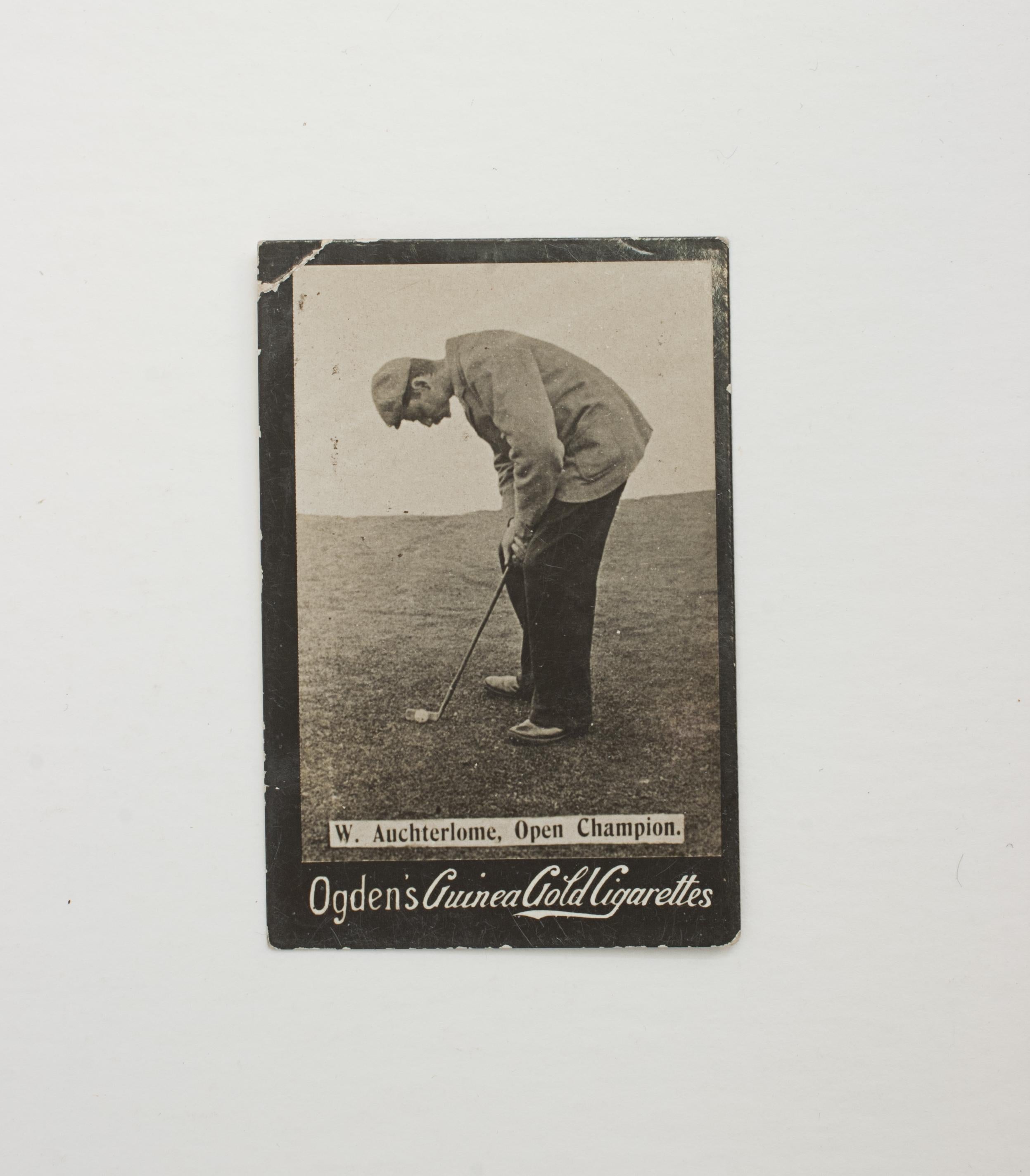 Fourteen Ogden Golf Cigarette Cards.
The collection of fourteen 'Ogden's Guinea Gold Cigarettes' card show twelve different professional male golfers, two are duplicates. The cards show posed photographic images of the golfers with distinctive black