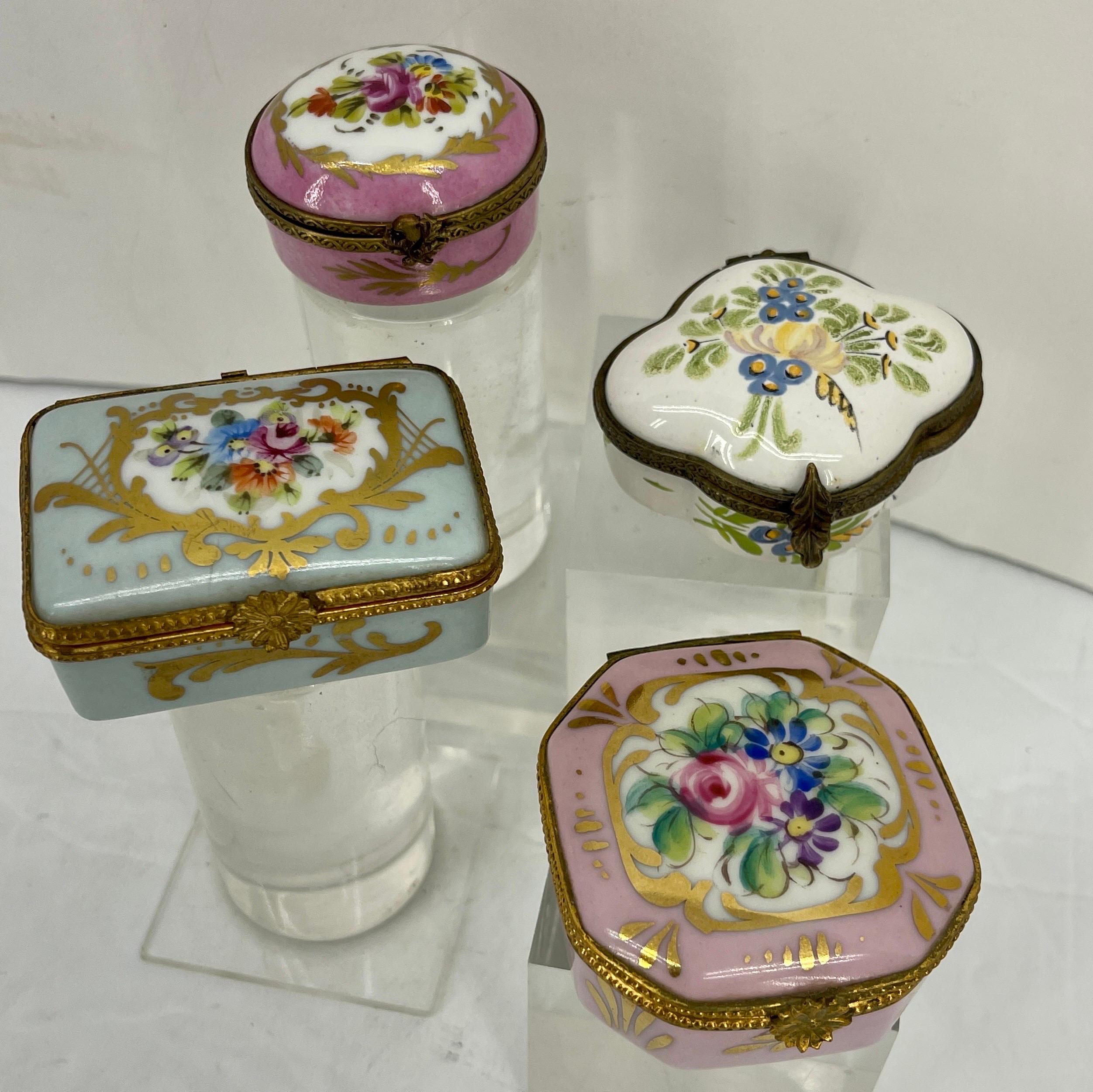 Collection of 14 Porcelain Trinket Hand Painted Boxes, France 4