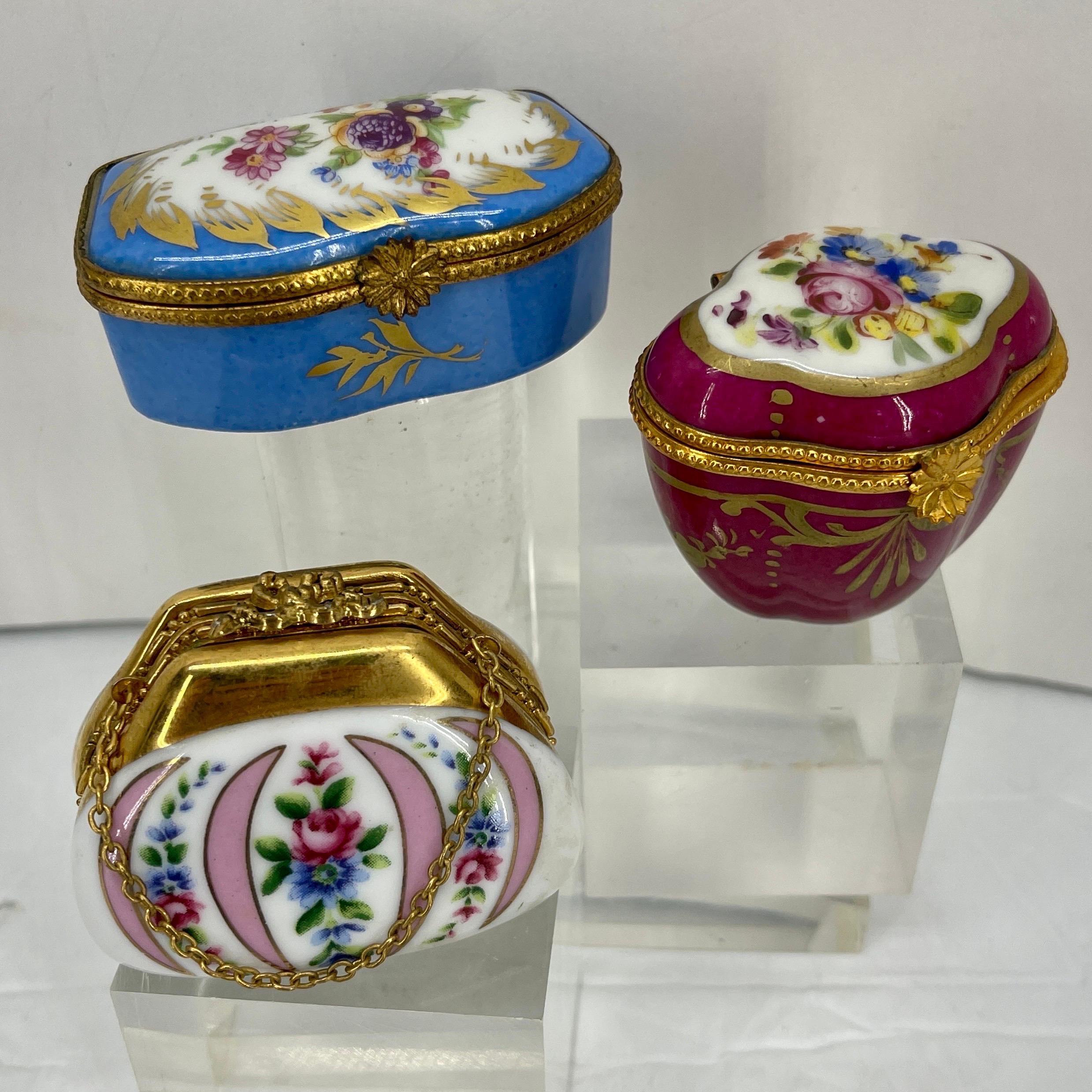 Collection of 14 Porcelain Trinket Hand Painted Boxes, France 6