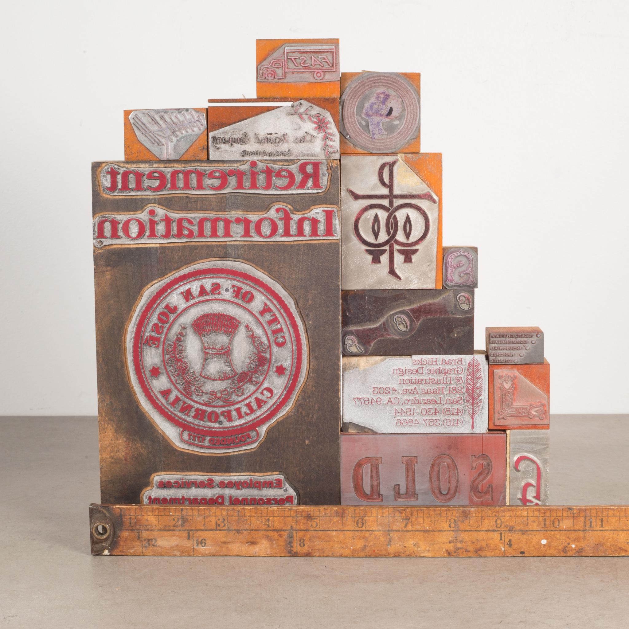 American Collection of 14 Typeset Advertising Print Blocks, C.1940  (FREE SHIPPING) For Sale