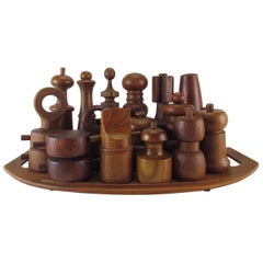 Collection of 15 Danish Modern Teak Pepper Mills