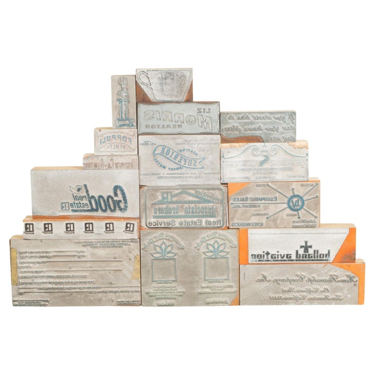 Collection of 15 Typeset Advertising Print Blocks, C.1940 For Sale at ...