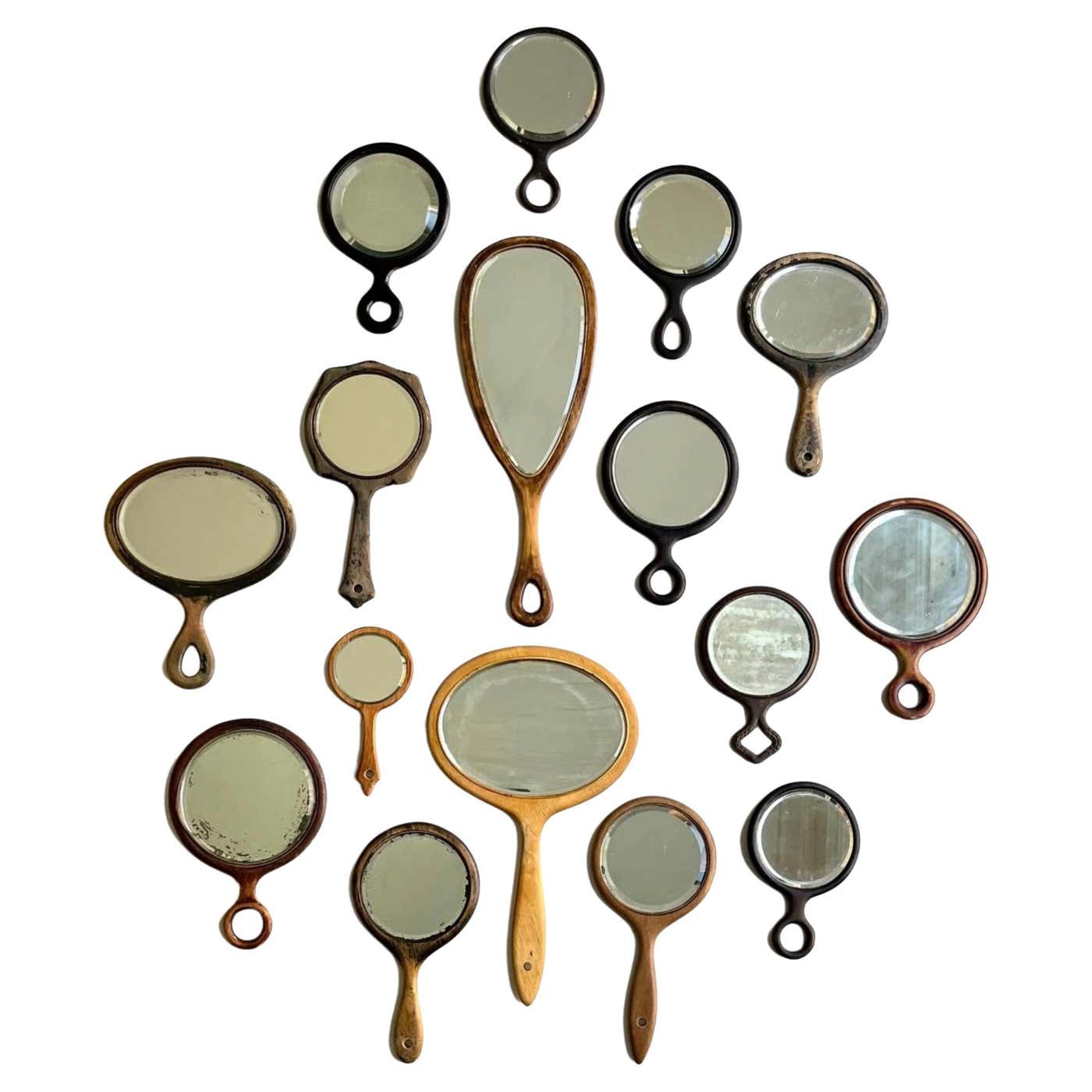 Collection of 16 Antique Hand Mirrors with Beveled Glass at 1stDibs ...
