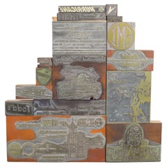 Collection of 16 Green and Silver Typeset Advertising Print Blocks, circa 1940