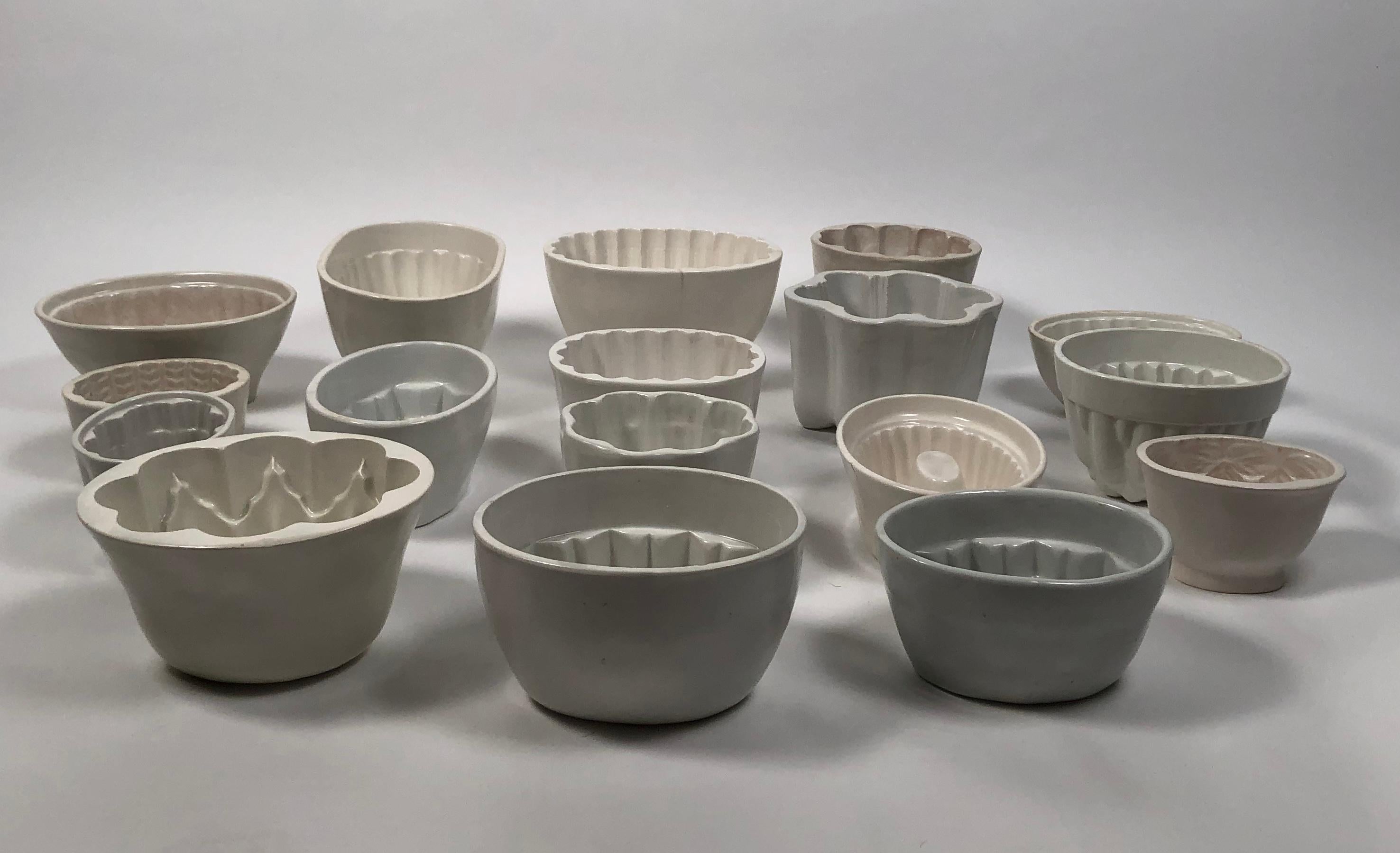 19th Century Collection of 17 English White Ironstone Pudding Molds