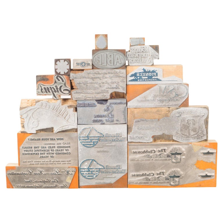 Print Typeset Collection of 17 Typeset Advertising Print Blocks, C.1940 For Sale at ...