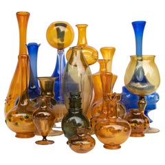 Vintage Collection of 18 Decorative Glass Vases by Bimini / Lauscha