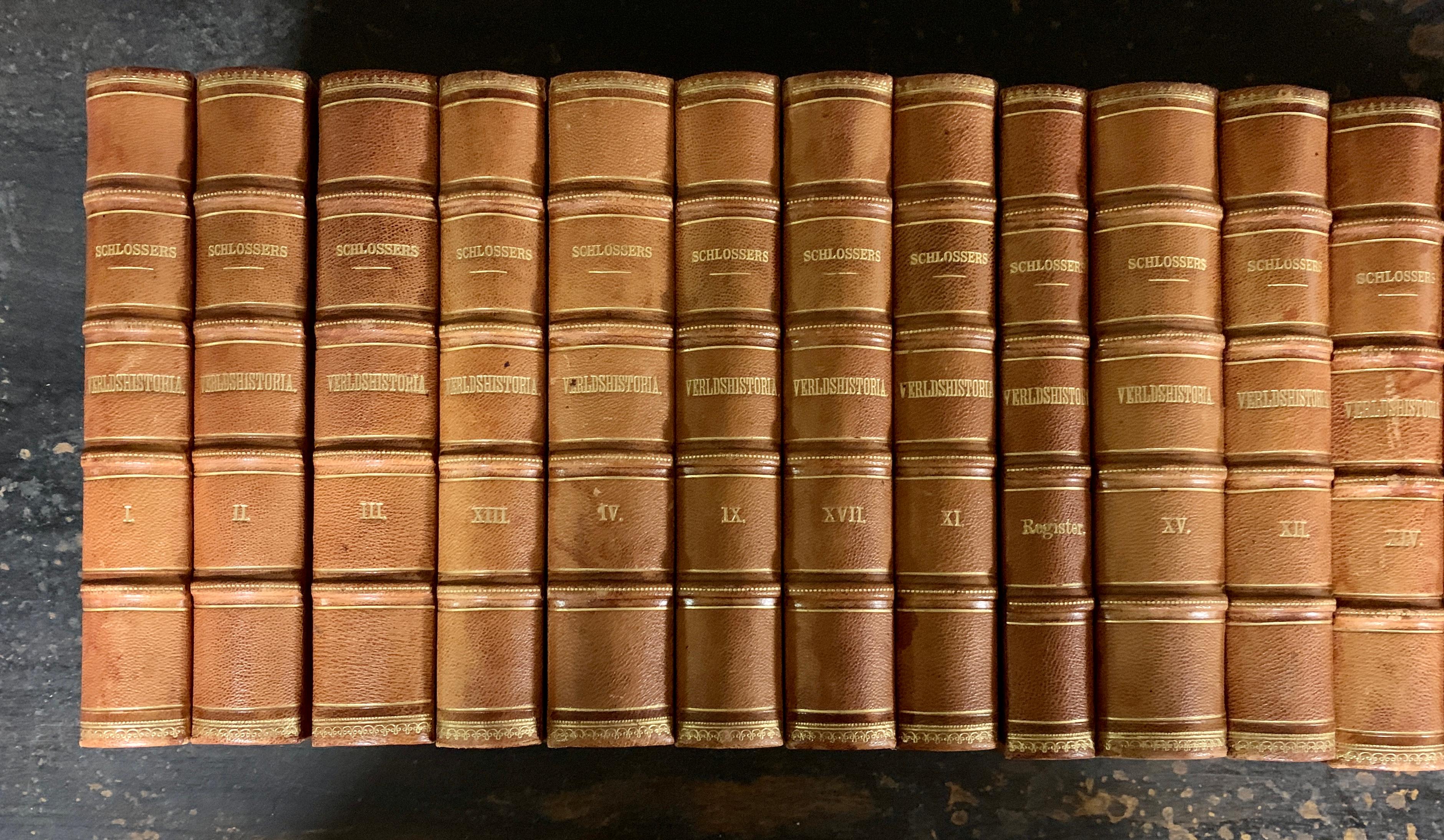 Late Victorian Collection of 18 Large Leather Bound Books