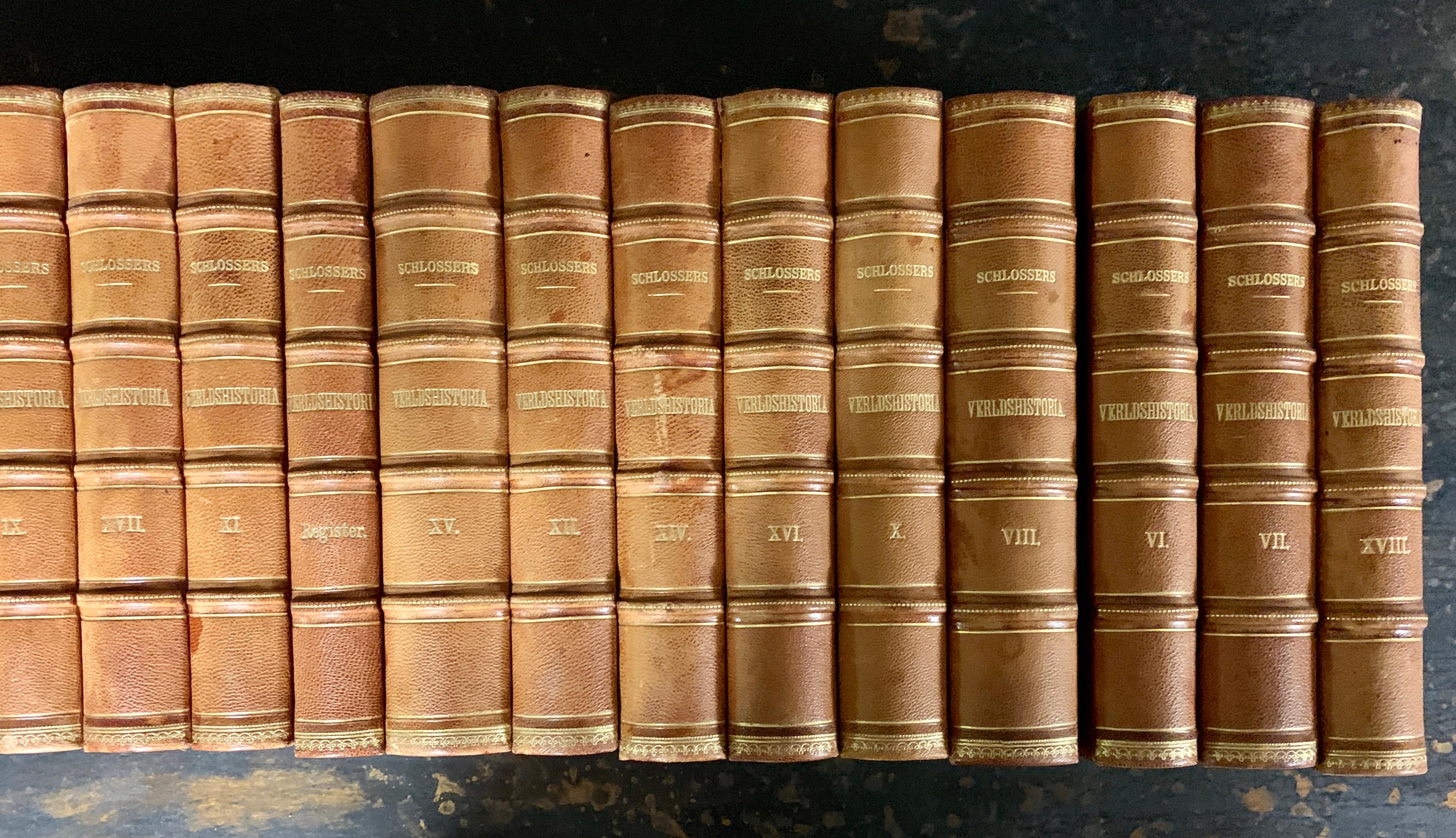 Swedish Collection of 18 Large Leather Bound Books