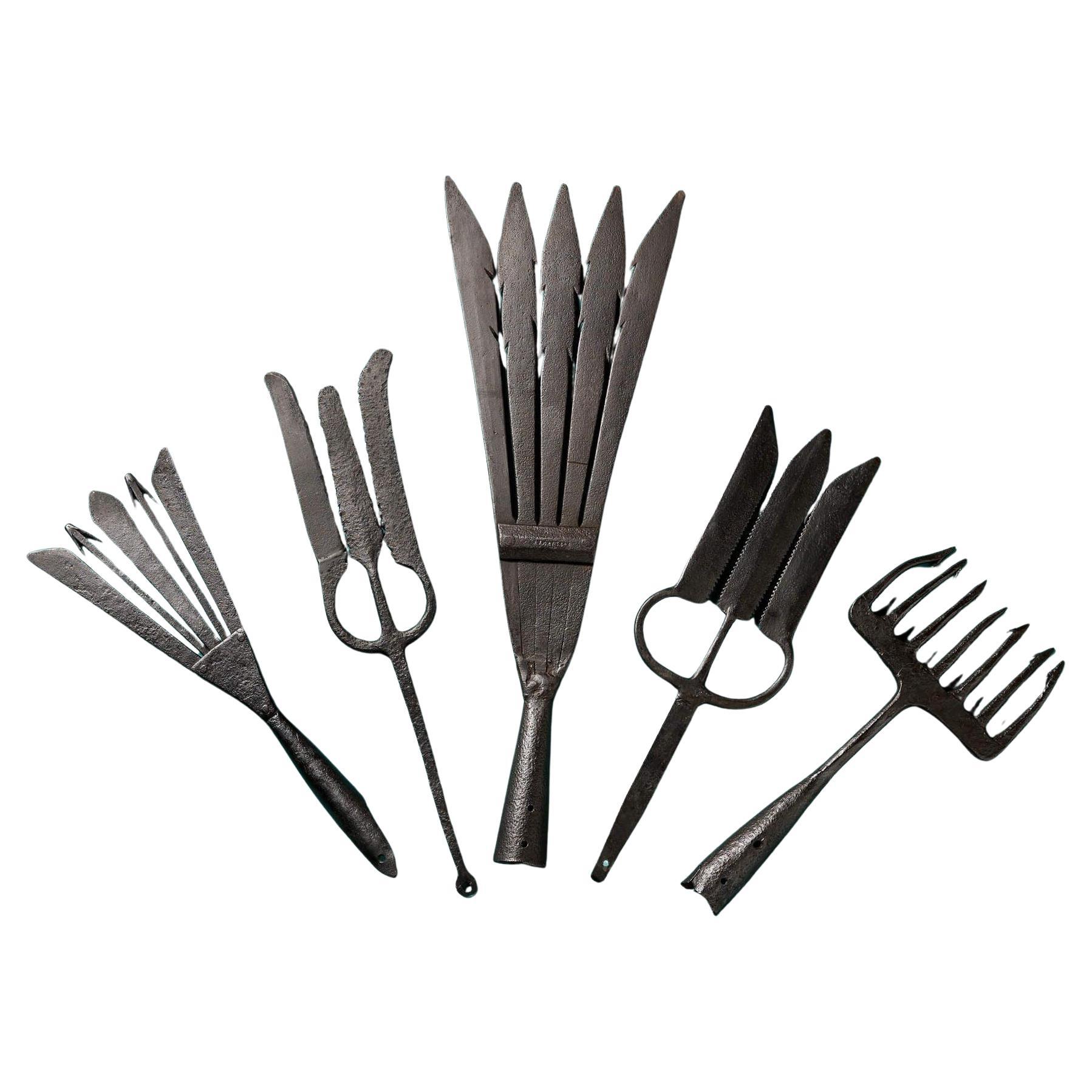 Collection of 18th & 19th Century Antique Eel Spears For Sale