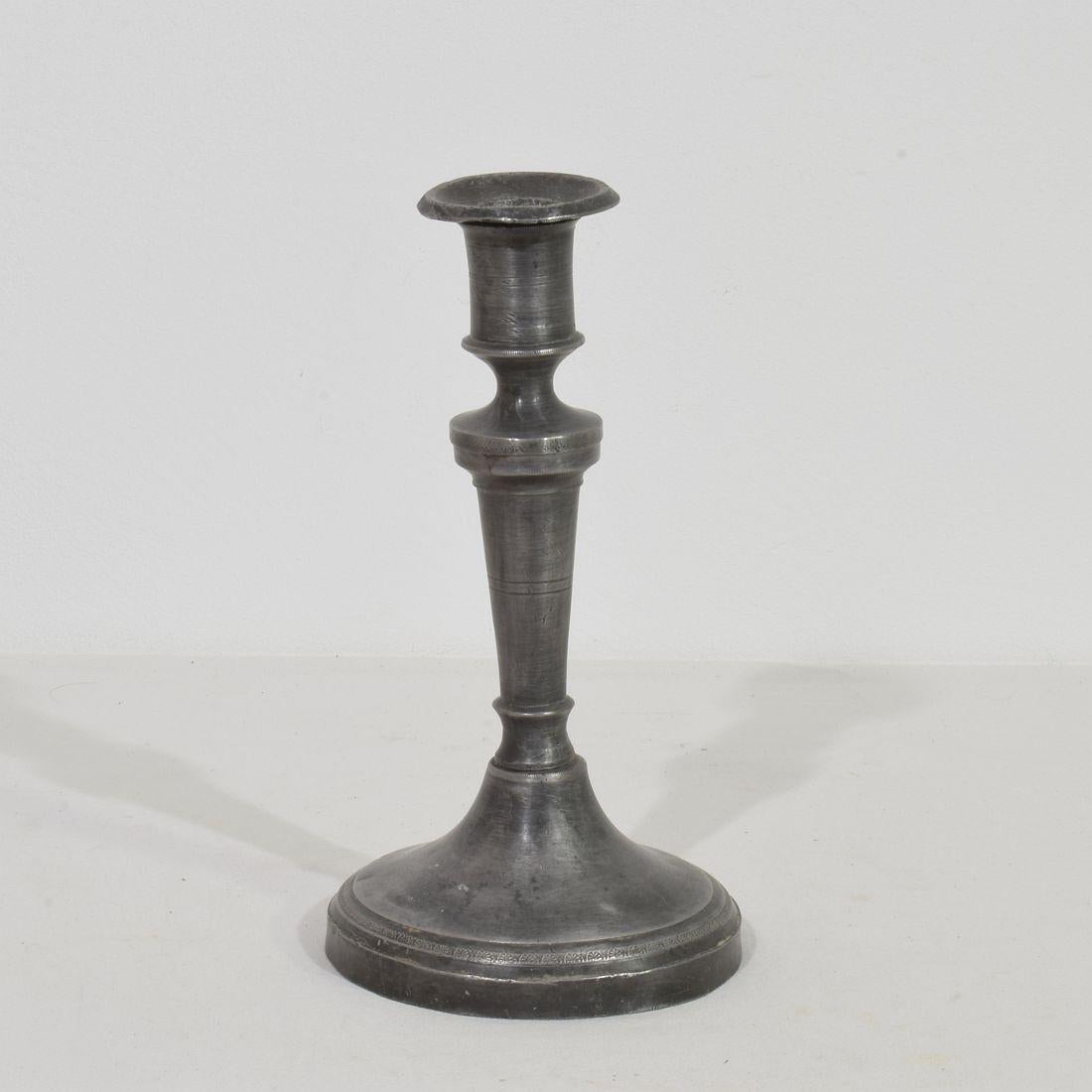 Collection of 18th-19th Century French Pewter Candleholders For Sale 6