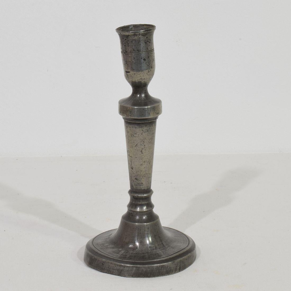Collection of 18th-19th Century French Pewter Candleholders For Sale 6