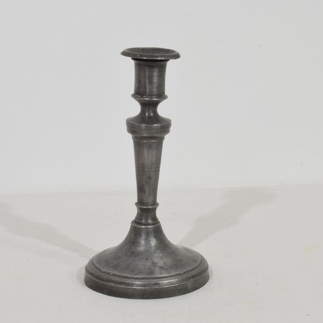 Collection of 18th-19th Century French Pewter Candleholders For Sale 7