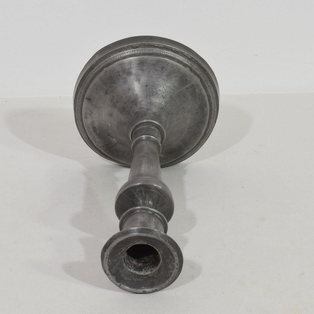Collection of 18th-19th Century French Pewter Candleholders For Sale 7