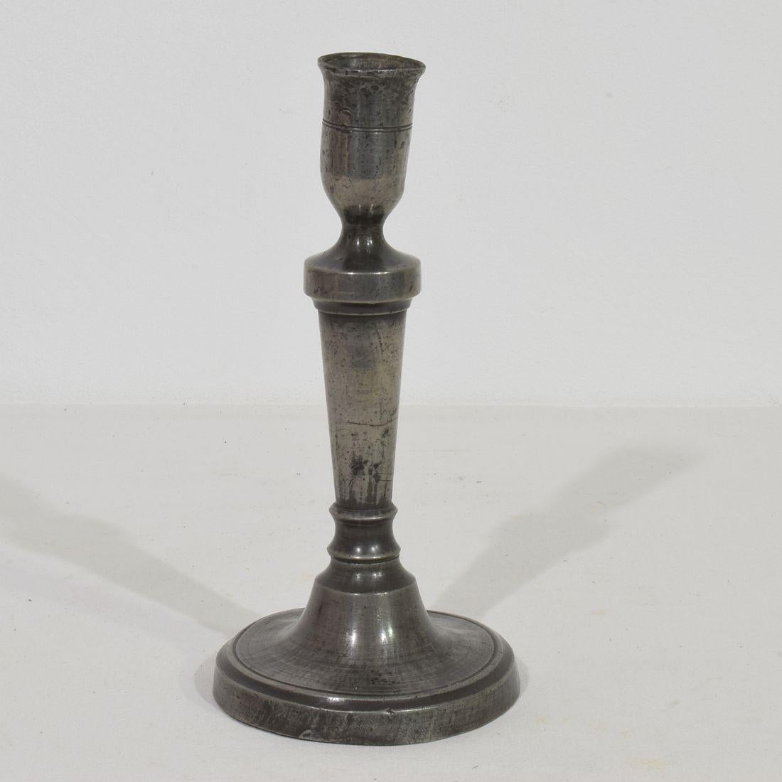 Collection of 18th-19th Century French Pewter Candleholders For Sale 7