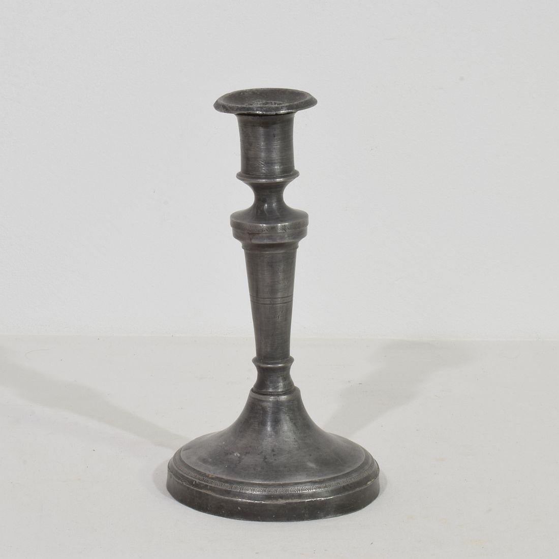 Collection of 18th-19th Century French Pewter Candleholders For Sale 8