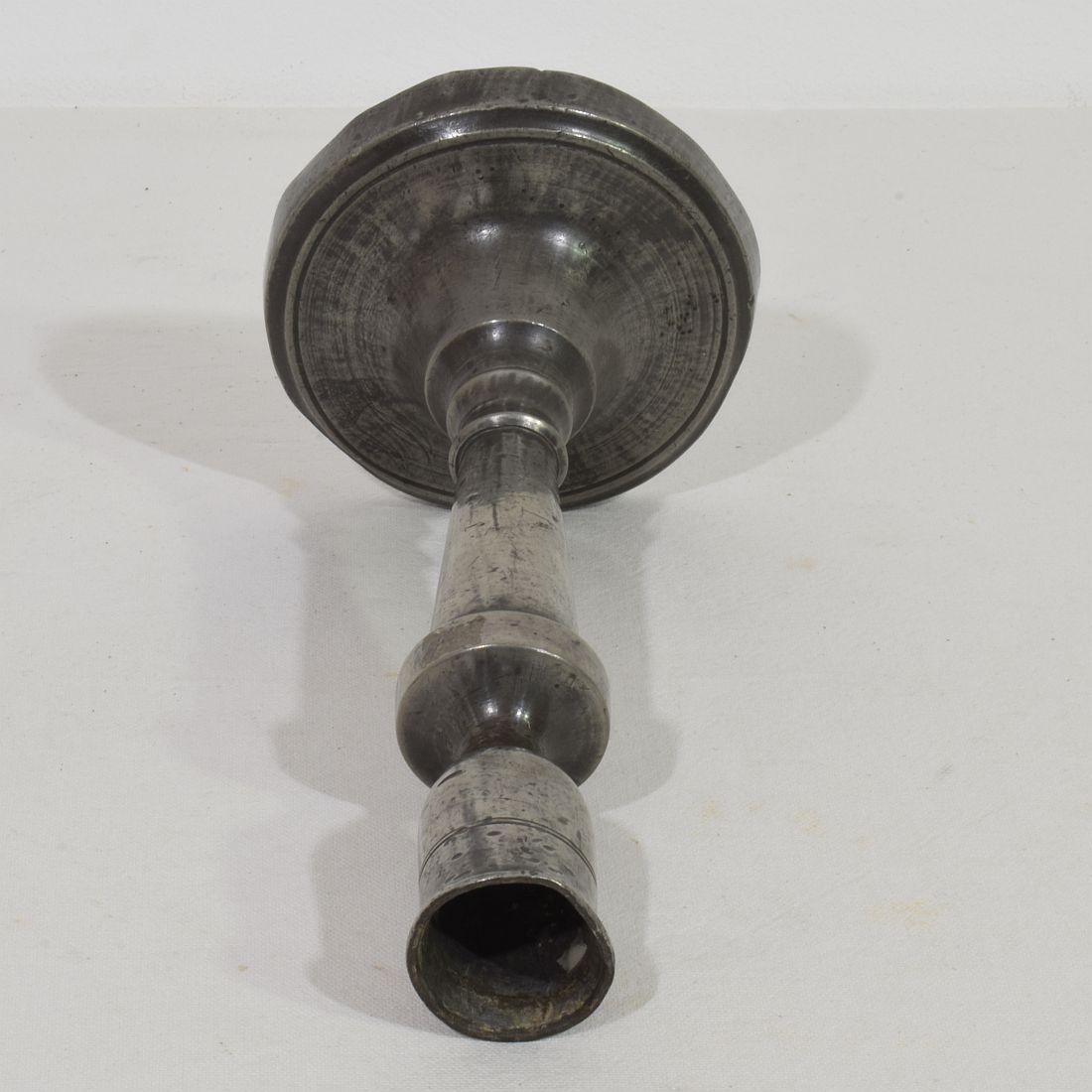 Collection of 18th-19th Century French Pewter Candleholders For Sale 8