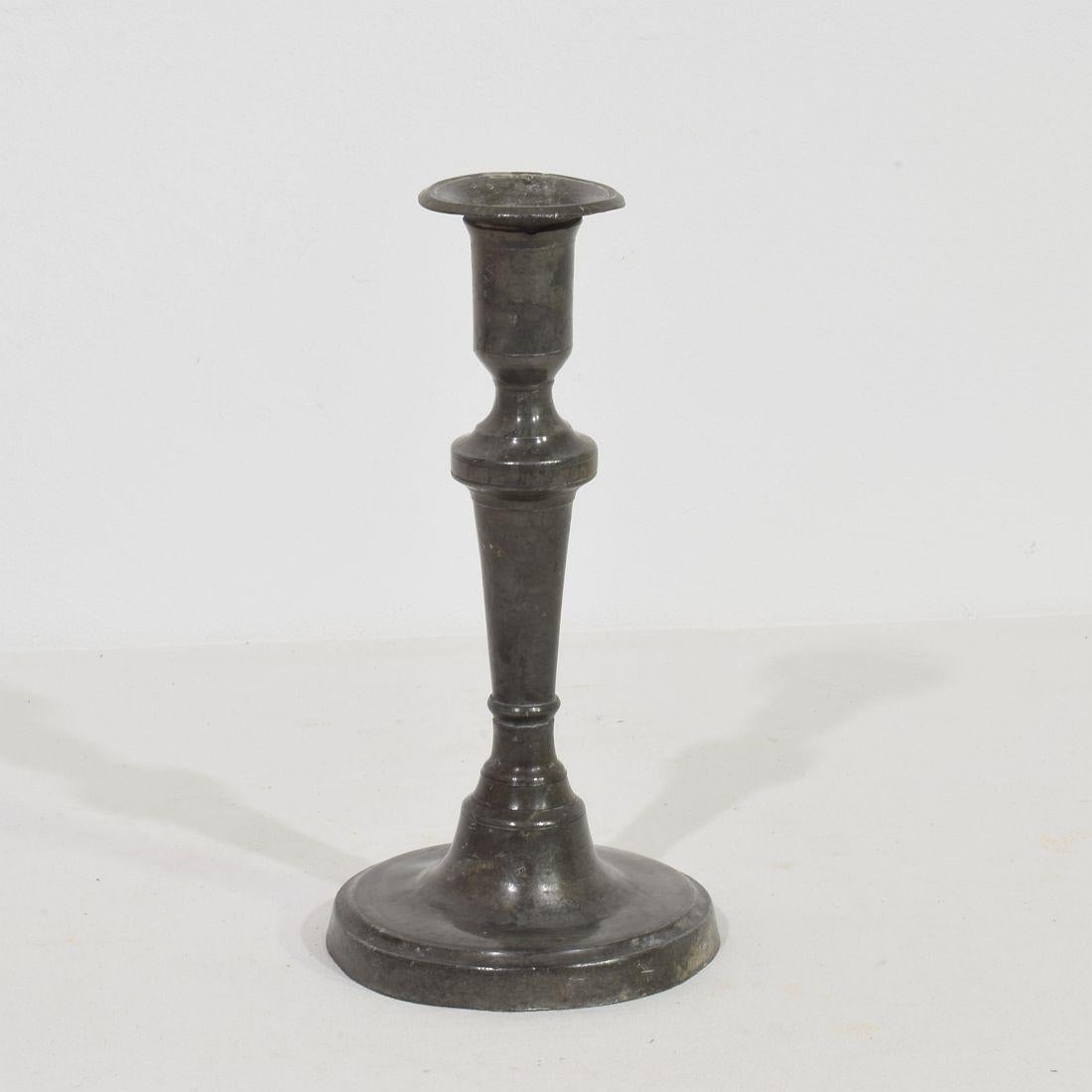 Collection of 18th-19th Century French Pewter Candleholders For Sale 11