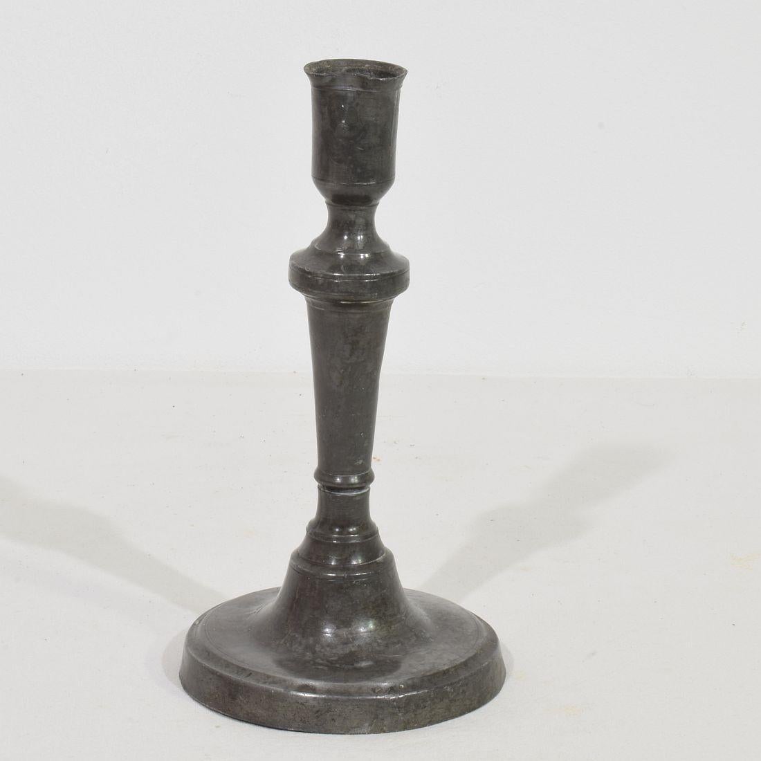 Collection of 18th-19th Century French Pewter Candleholders For Sale 11