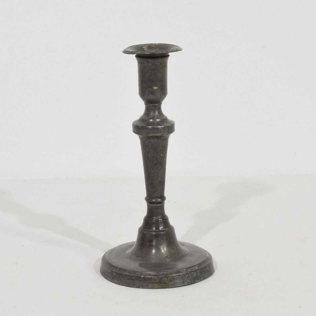 Collection of 18th-19th Century French Pewter Candleholders For Sale 12