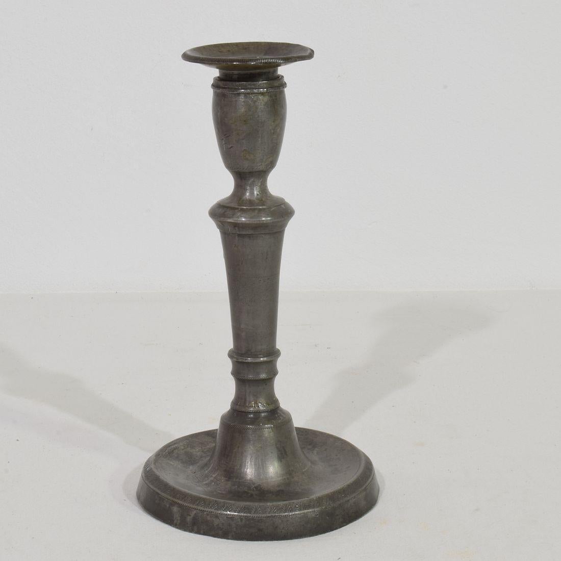 Collection of 18th-19th Century French Pewter Candleholders For Sale 13