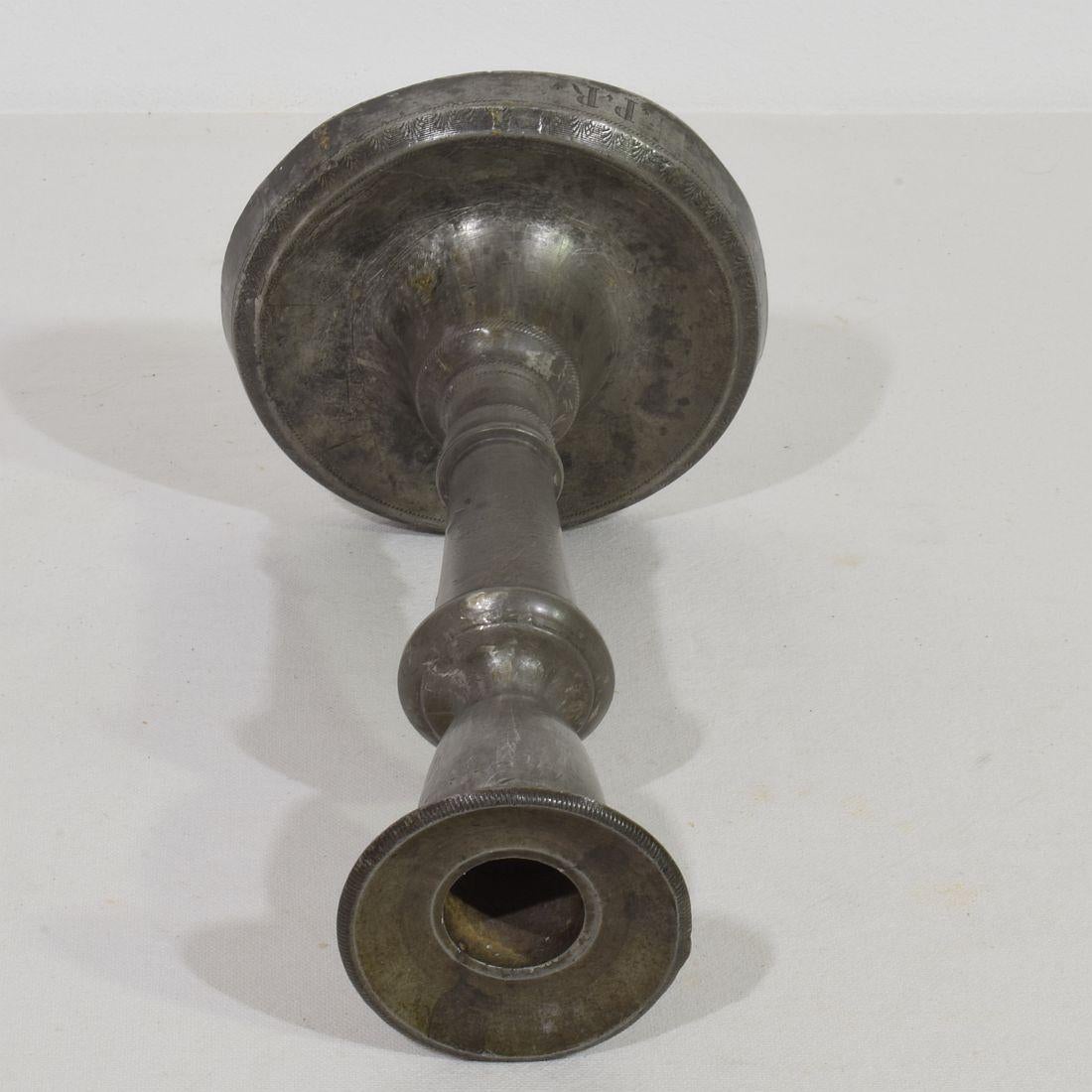 Collection of 18th-19th Century French Pewter Candleholders For Sale 14