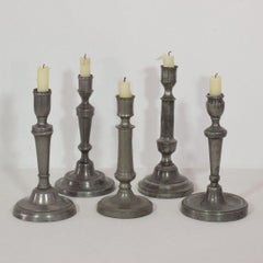 Collection of 18th-19th Century French Pewter Candleholders
