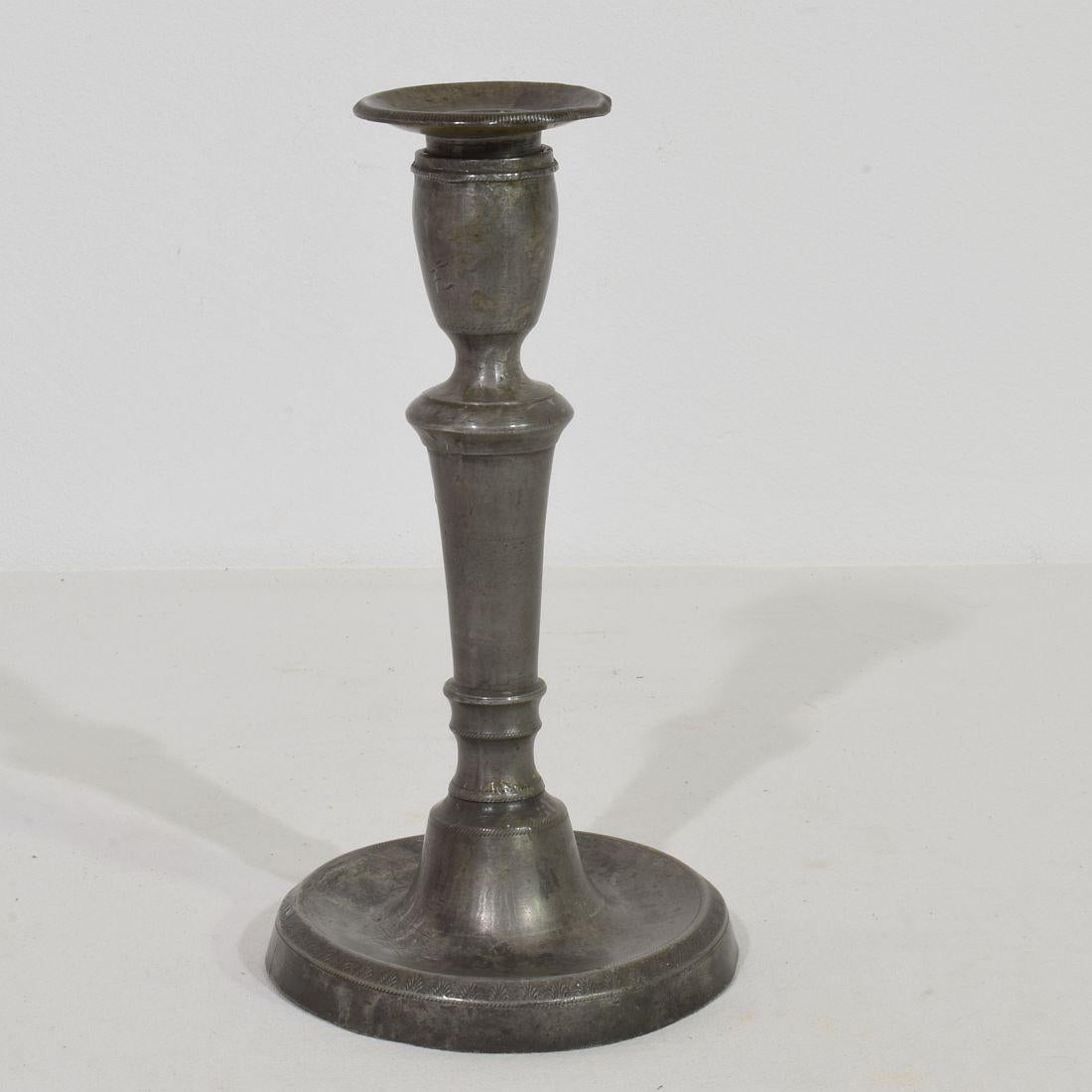Collection of 18th-19th Century French Pewter Candleholders For Sale 16