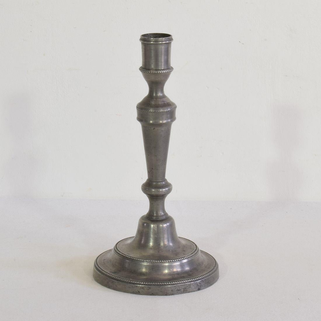 Collection of 18th-19th Century French Pewter Candleholders In Good Condition In Buisson, FR