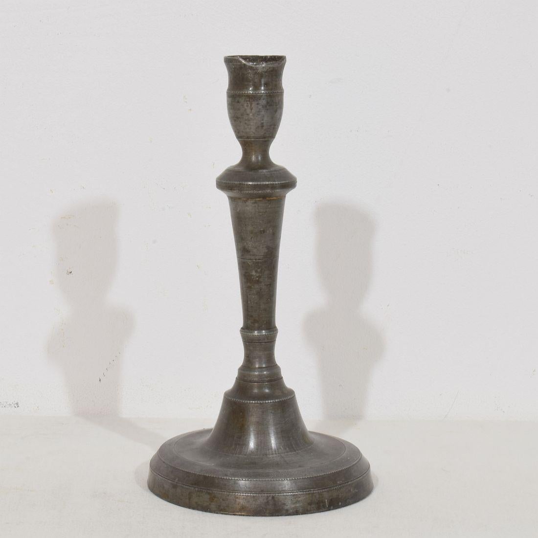 French Provincial Collection of 18th-19th Century French Pewter Candleholders