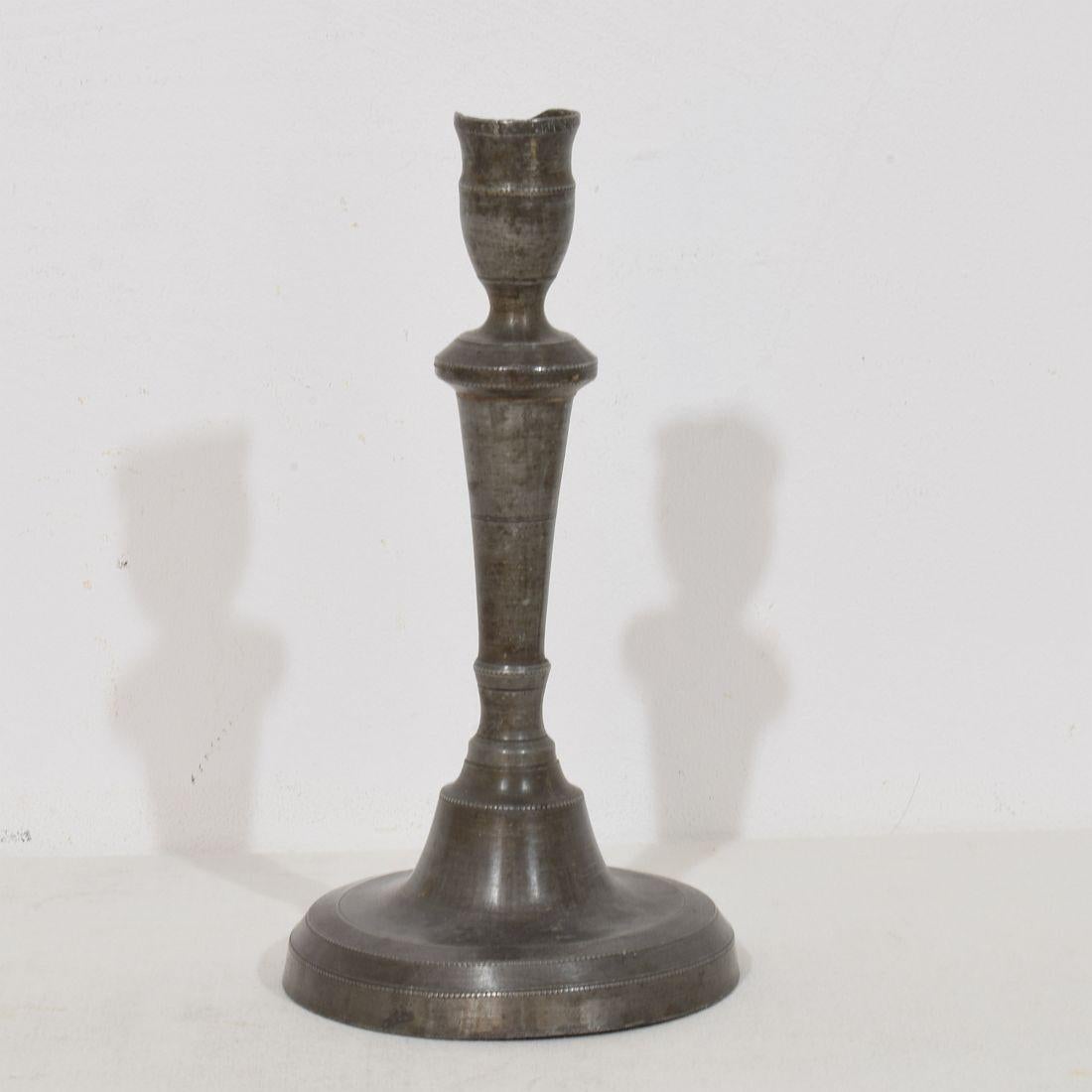 Collection of 18th-19th Century French Pewter Candleholders In Good Condition In Buisson, FR