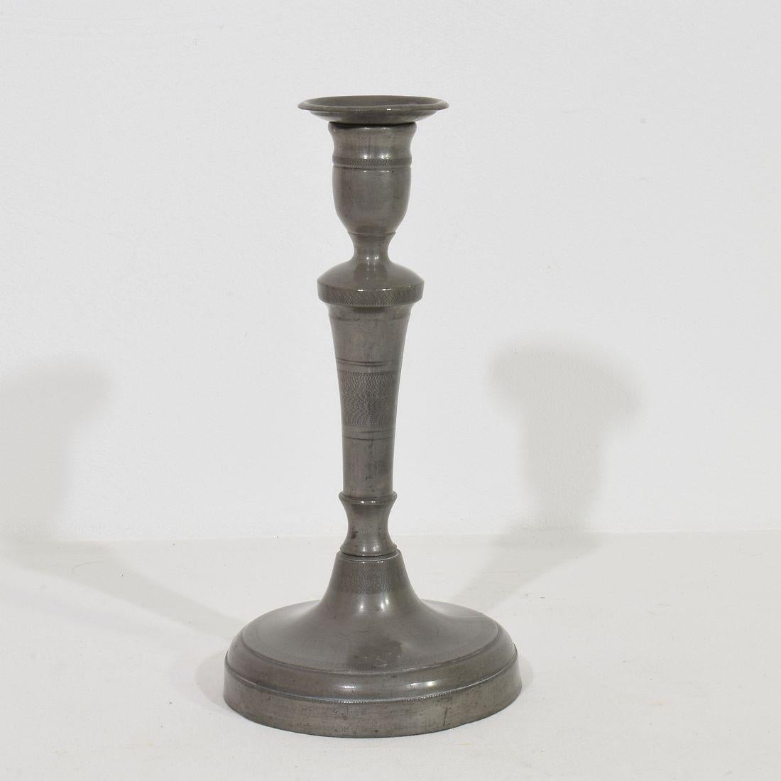 Collection of 18th-19th Century French Pewter Candleholders For Sale 2