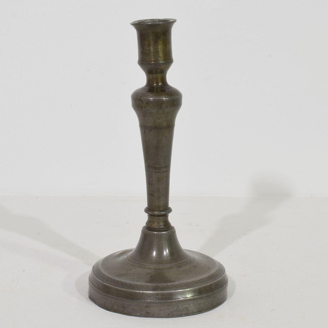 Collection of 18th-19th Century French Pewter Candleholders For Sale 2