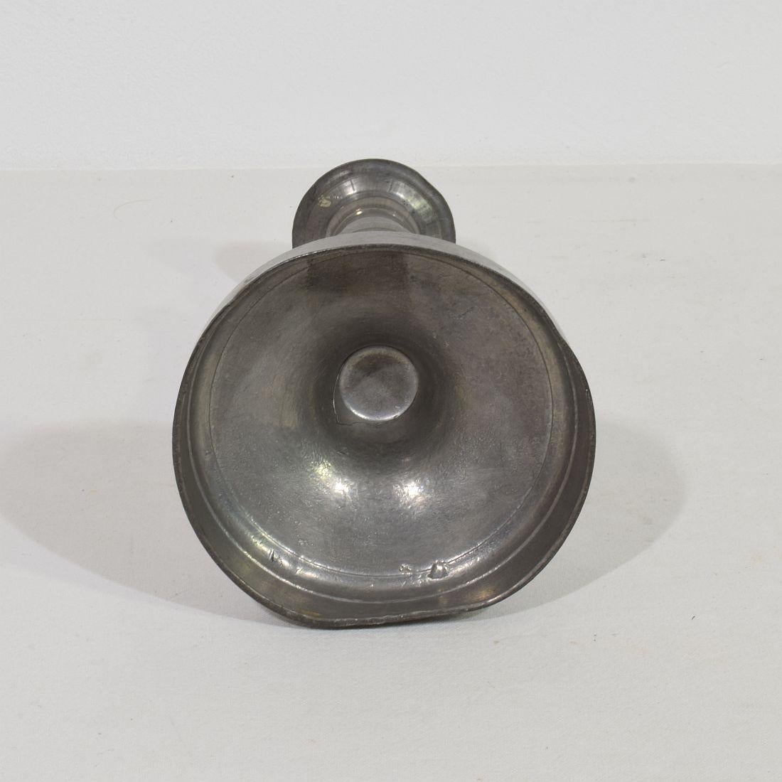 Collection of 18th-19th Century French Pewter Candleholders For Sale 4